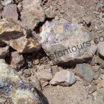 Amethyst rocks on the ground